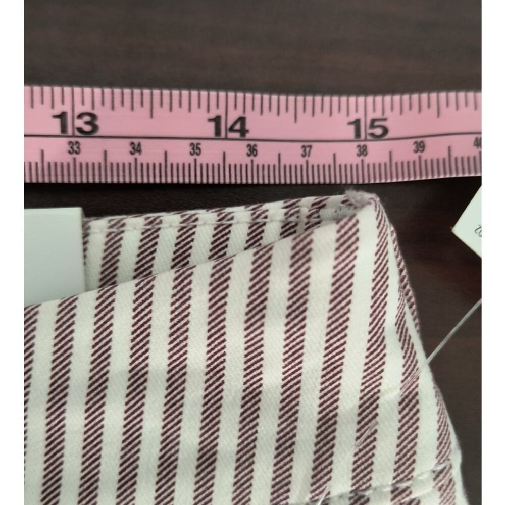 Old Navy Pixie Ankle Pants Wmn's Sz 4 White Mauve Stripe HIgh Waist Stretch NWT - Picture 10 of 15